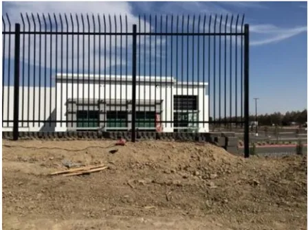 A photo of tubular steel fencing.