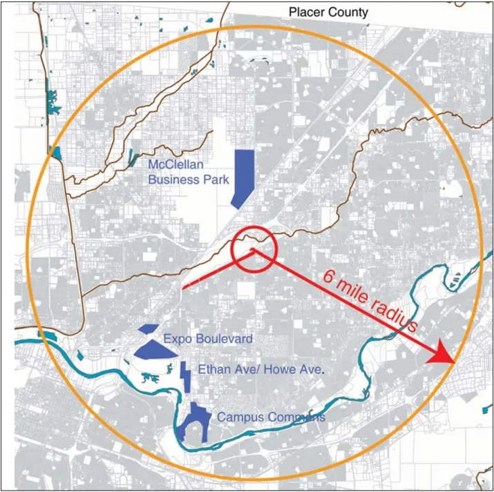 A context map with a 6 mile radius from the SPA shown.