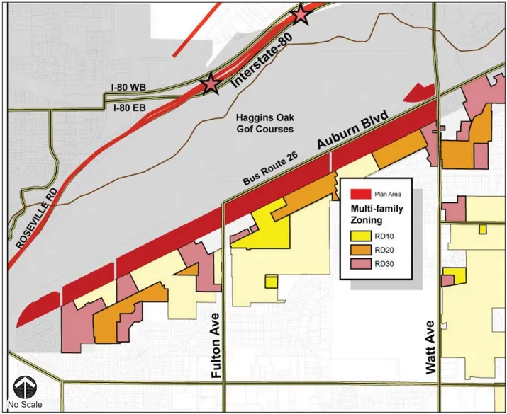 A map showing the adjacent land uses of the SPA.