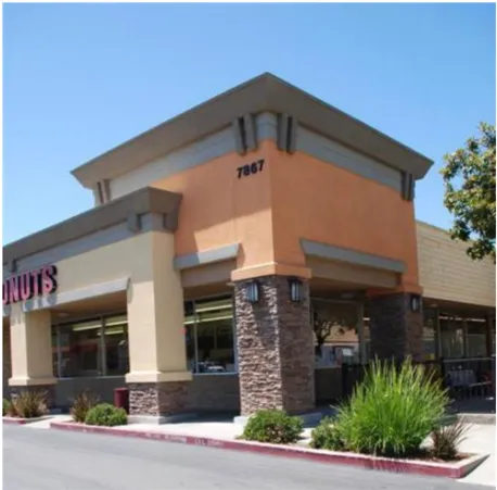 A picture of a shopping center building elevation.