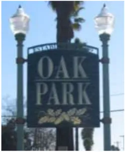 A street sign for Oak Park.