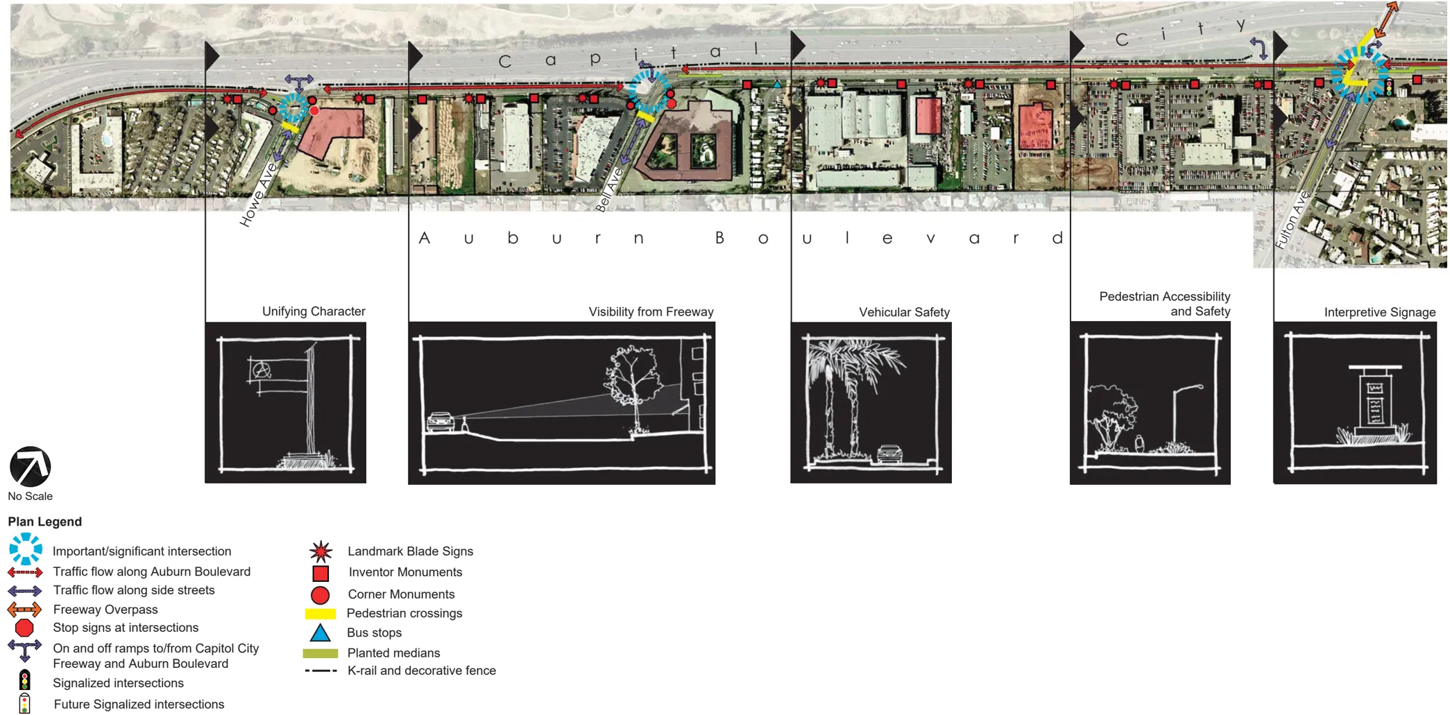 A streetscape plan for the West Auburn Boulevard SPA from Howe Avenue to Fulton Avenue.