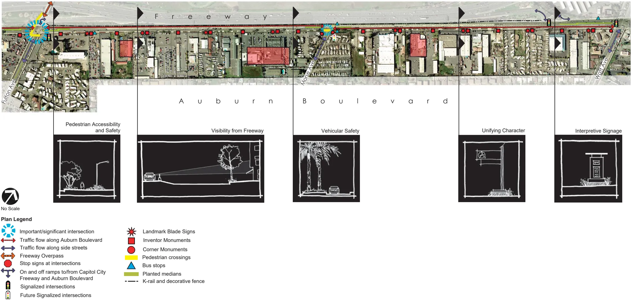 A streetscape plan for the West Auburn Boulevard SPA from Fulton Avenue to Watt Avenue.