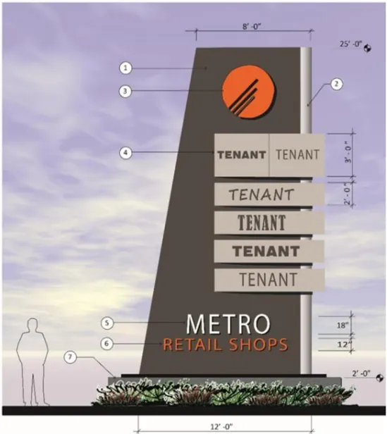 A rendering of a commercial retail monument sign.