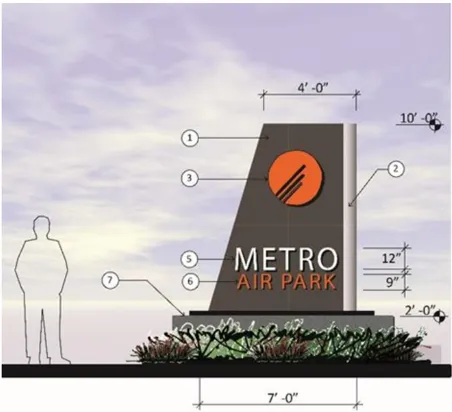A rendering of a secondary monument sign.