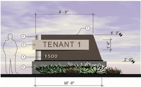 A rendering of a single tenant monument sign.