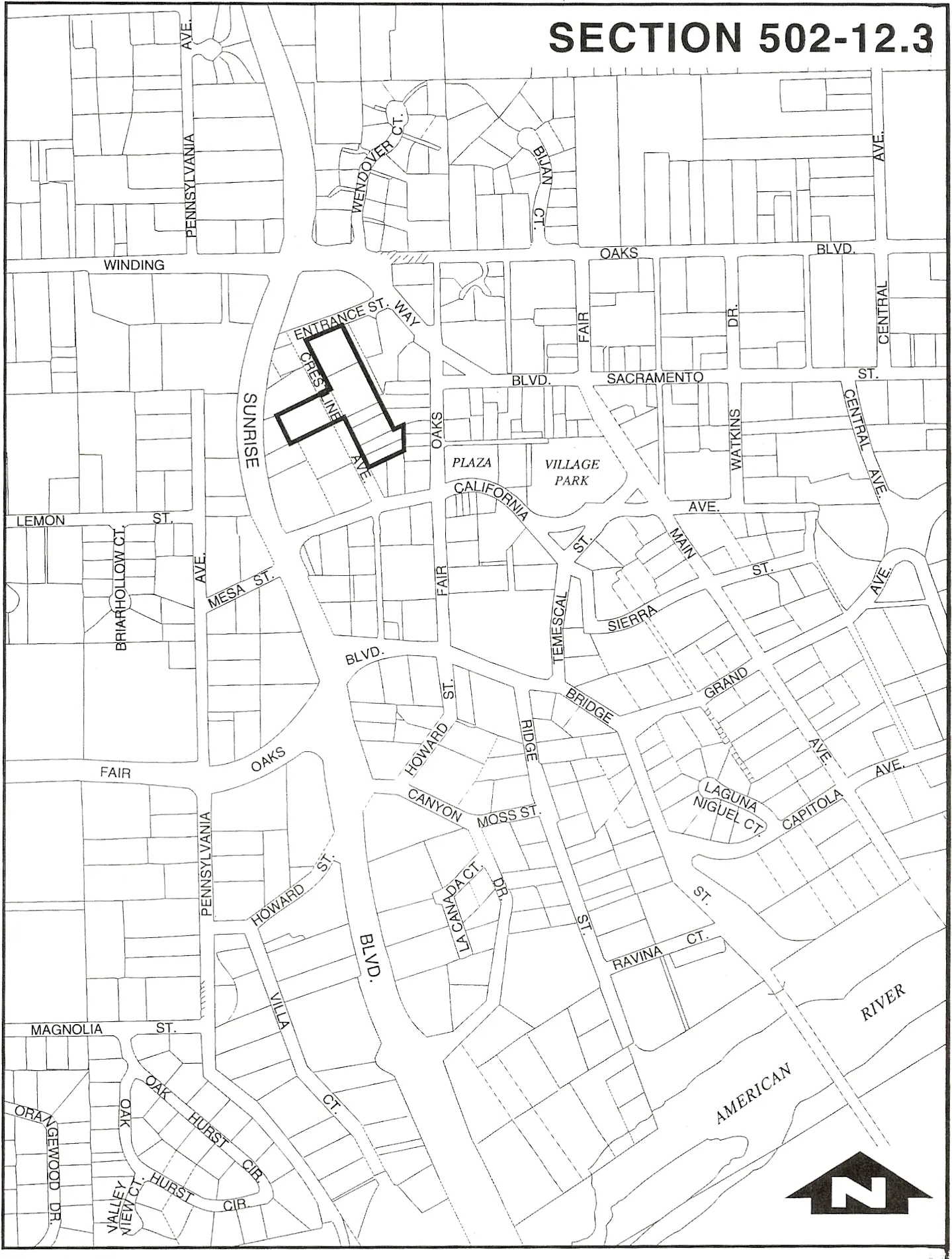 Map of the Medium Density Residential District within the Fair Oaks Village SPA