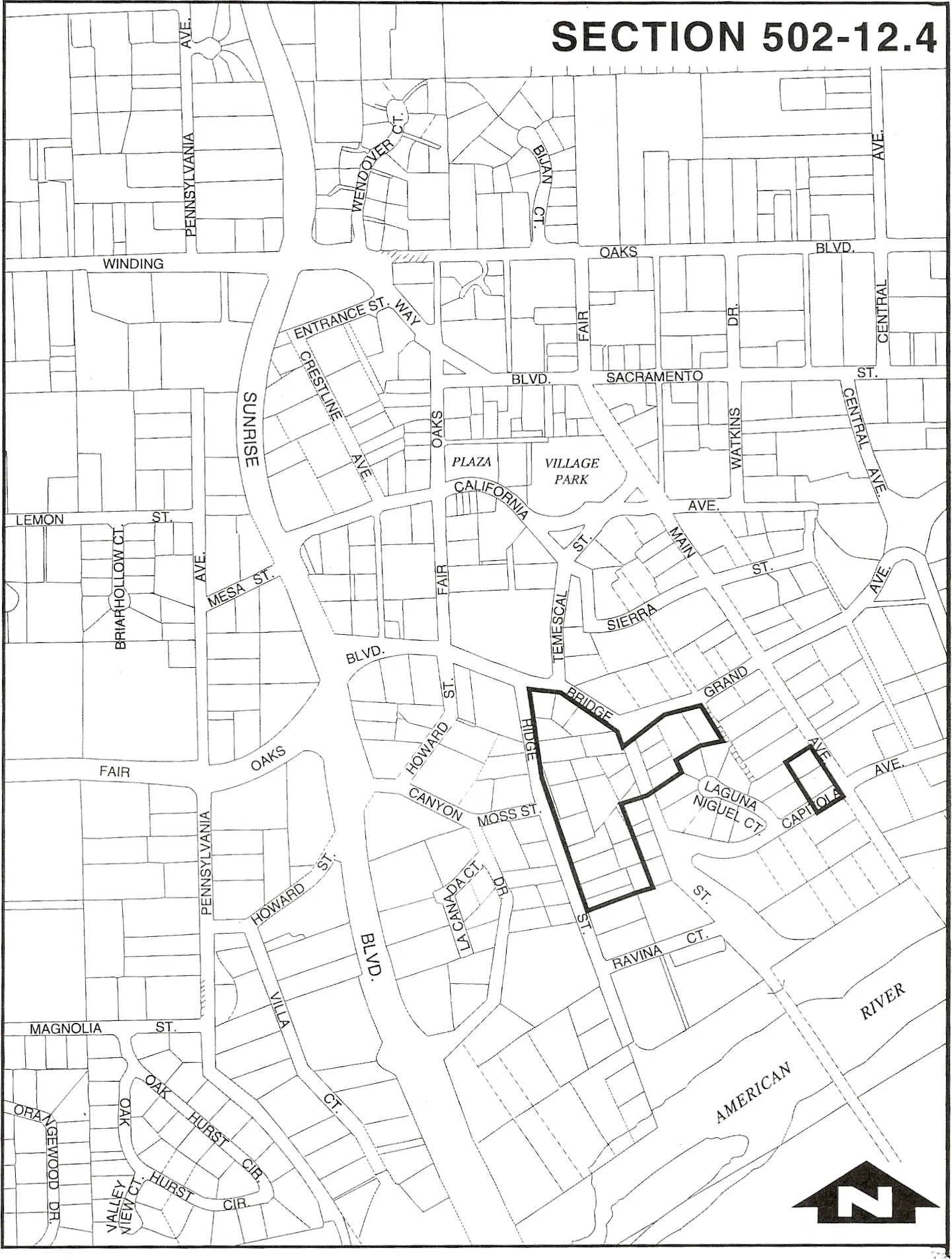Map of the Low Density Residential District within the Fair Oaks Village SPA
