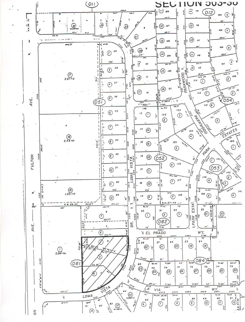 Map of the Loma Vista Special Planning Area's Southern Residential Area, Institutional or Office