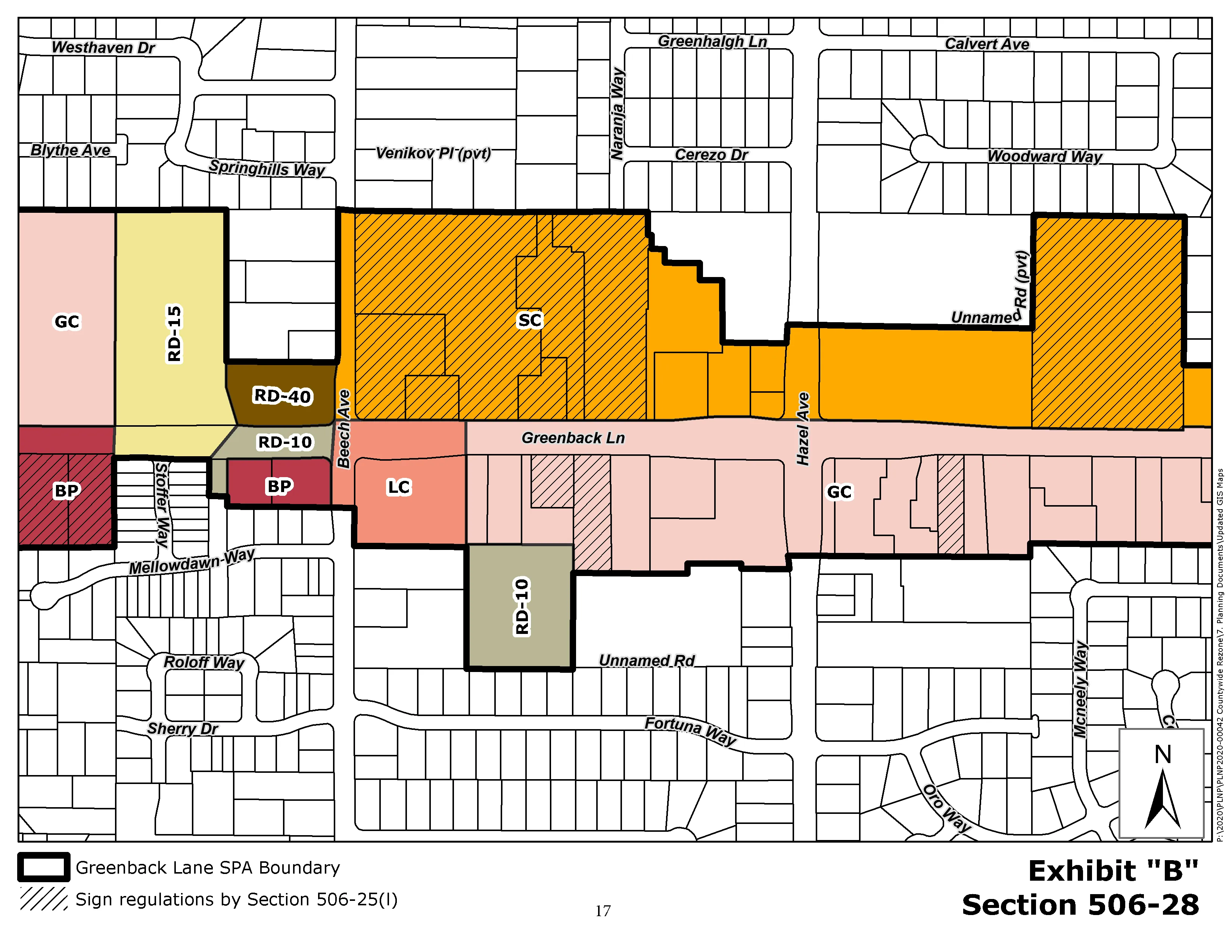 Zoning of Greenback Lane SPA between east of Hickory/Illinois and west of Pecan