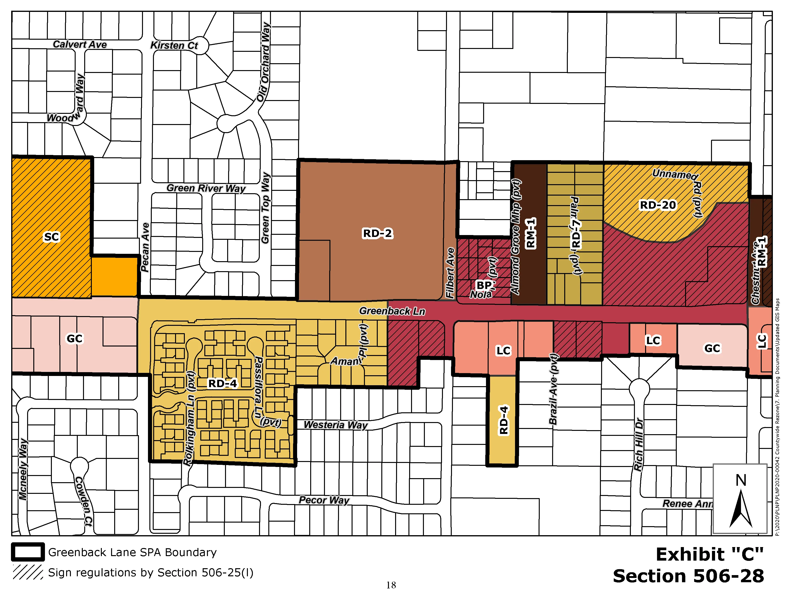 Zoning of Greenback Lane SPA between west of Pecan and Chestnut Ave
