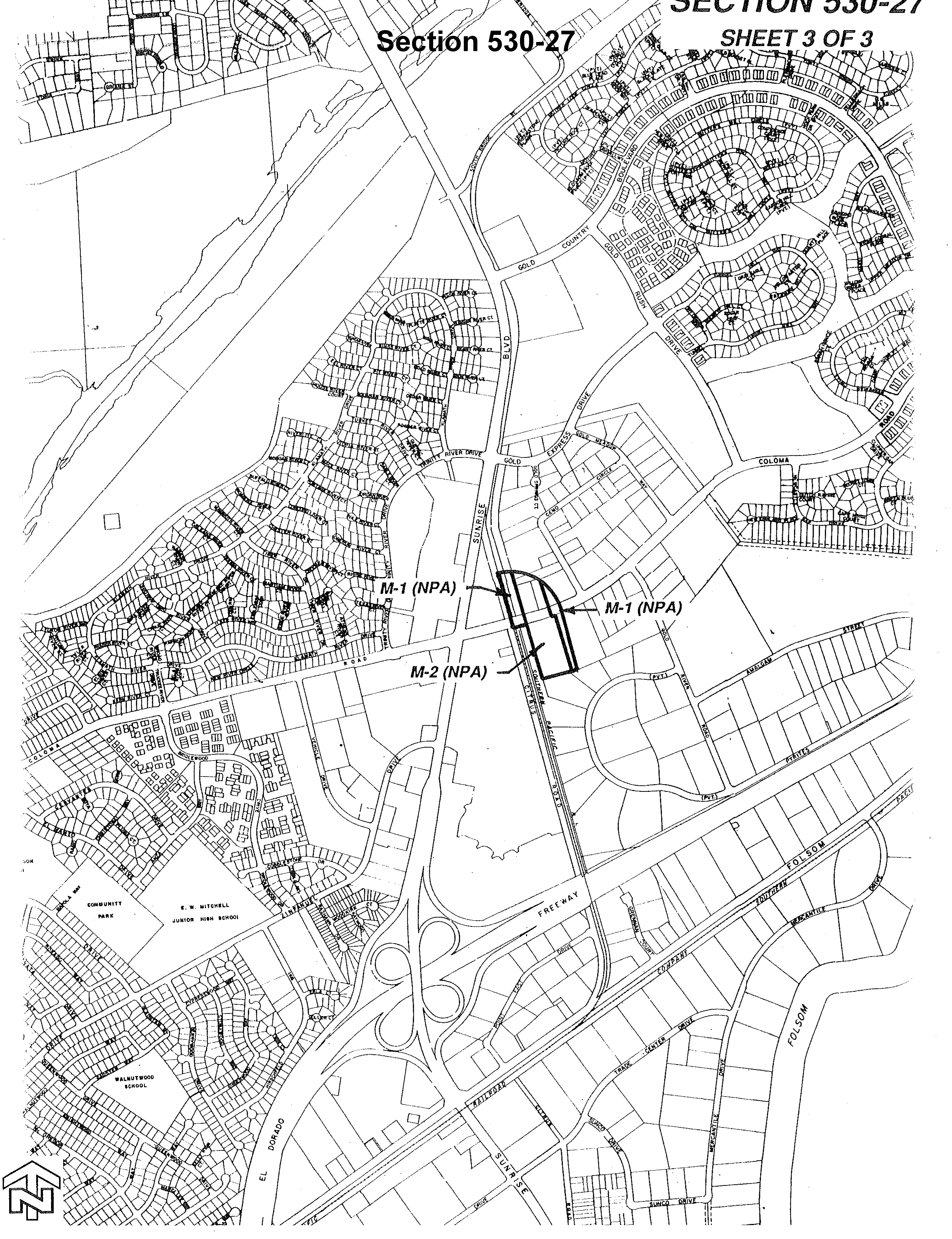 Map of Cordova Industrial Uses NPA - Portion near Coloma Road and Sunrise Blvd