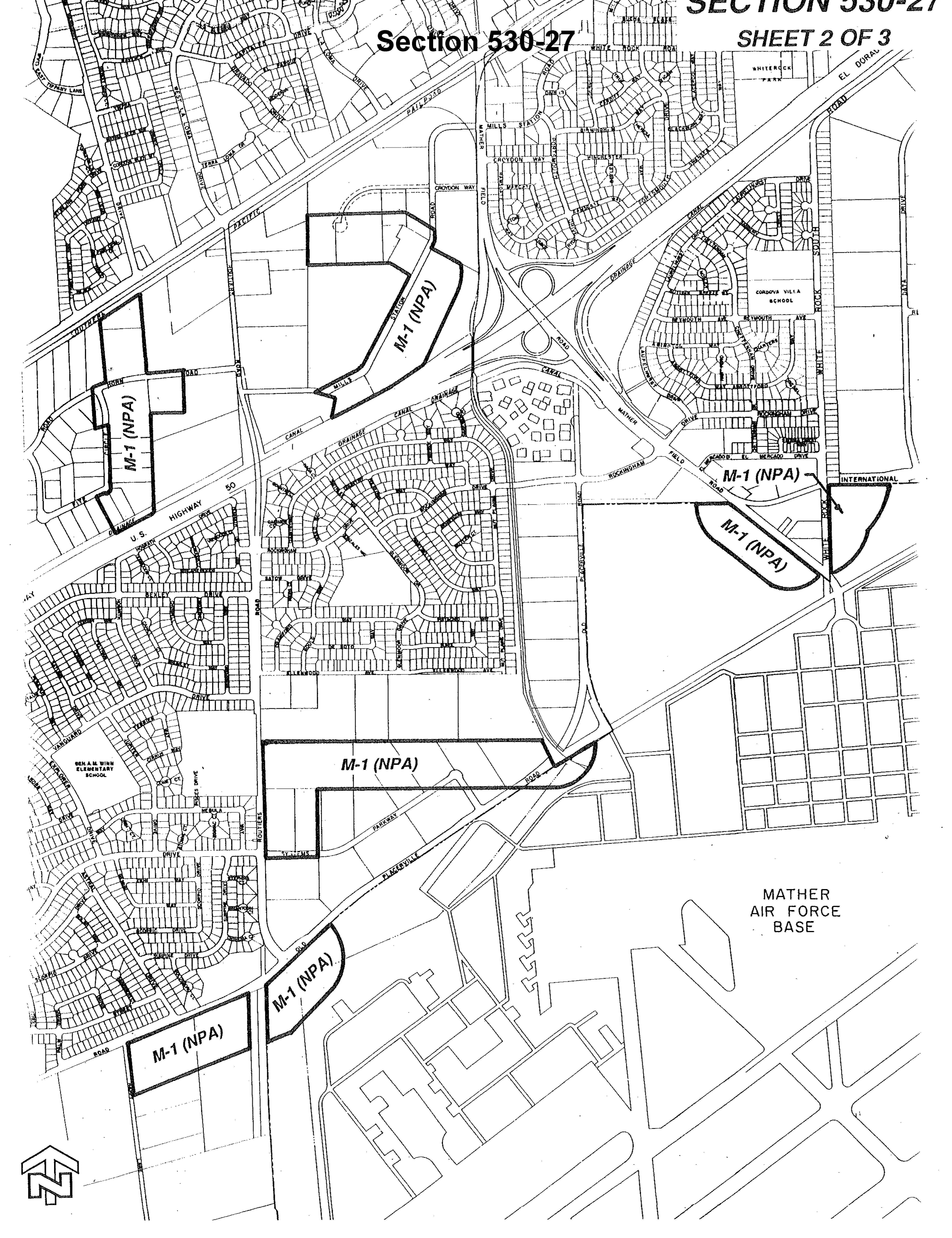 Map of Cordova Industrial Uses NPA - Portion centered around Mather Field Road