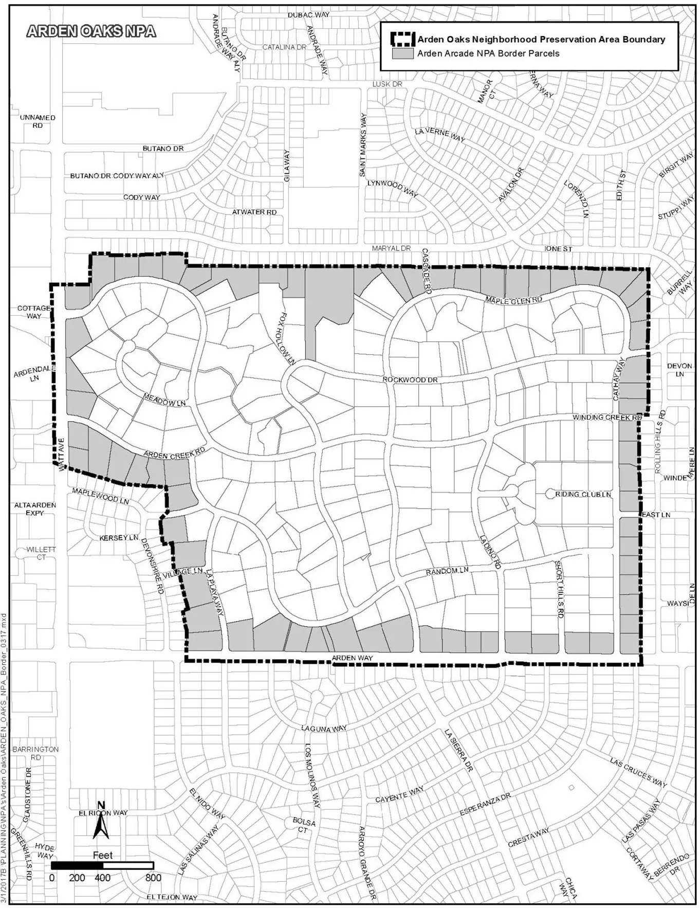 Arden Oaks Neighborhood Preservation Area Boundary