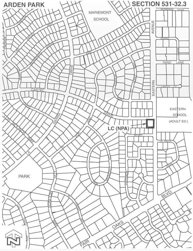 Map of LC zoned properties within the NPA