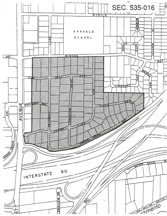 Map of the Arcade Oaks NPA