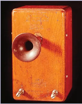 A photo of Alexander Graham Bell's original telephone.