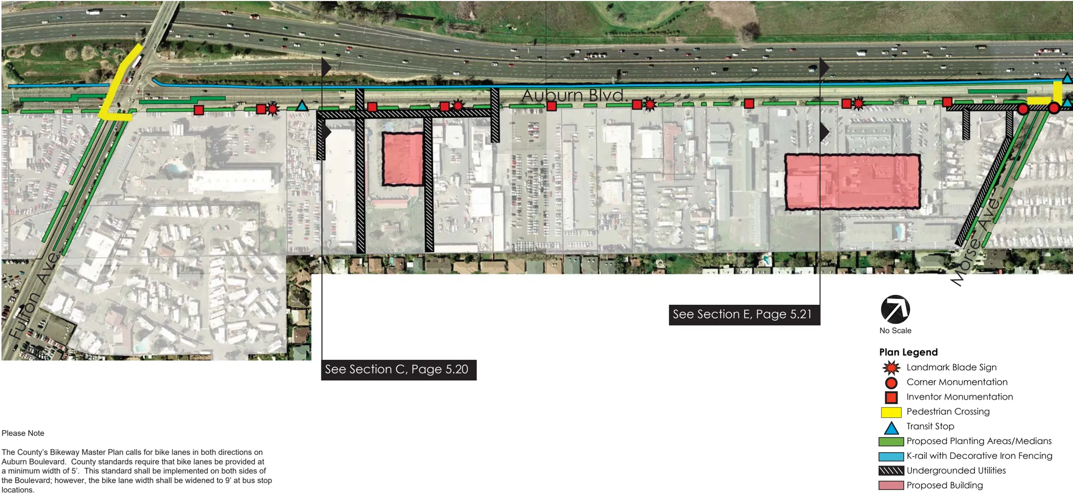 A streetscape plan of West Auburn Boulevard from Fulton Avenue to Morse Avenue.
