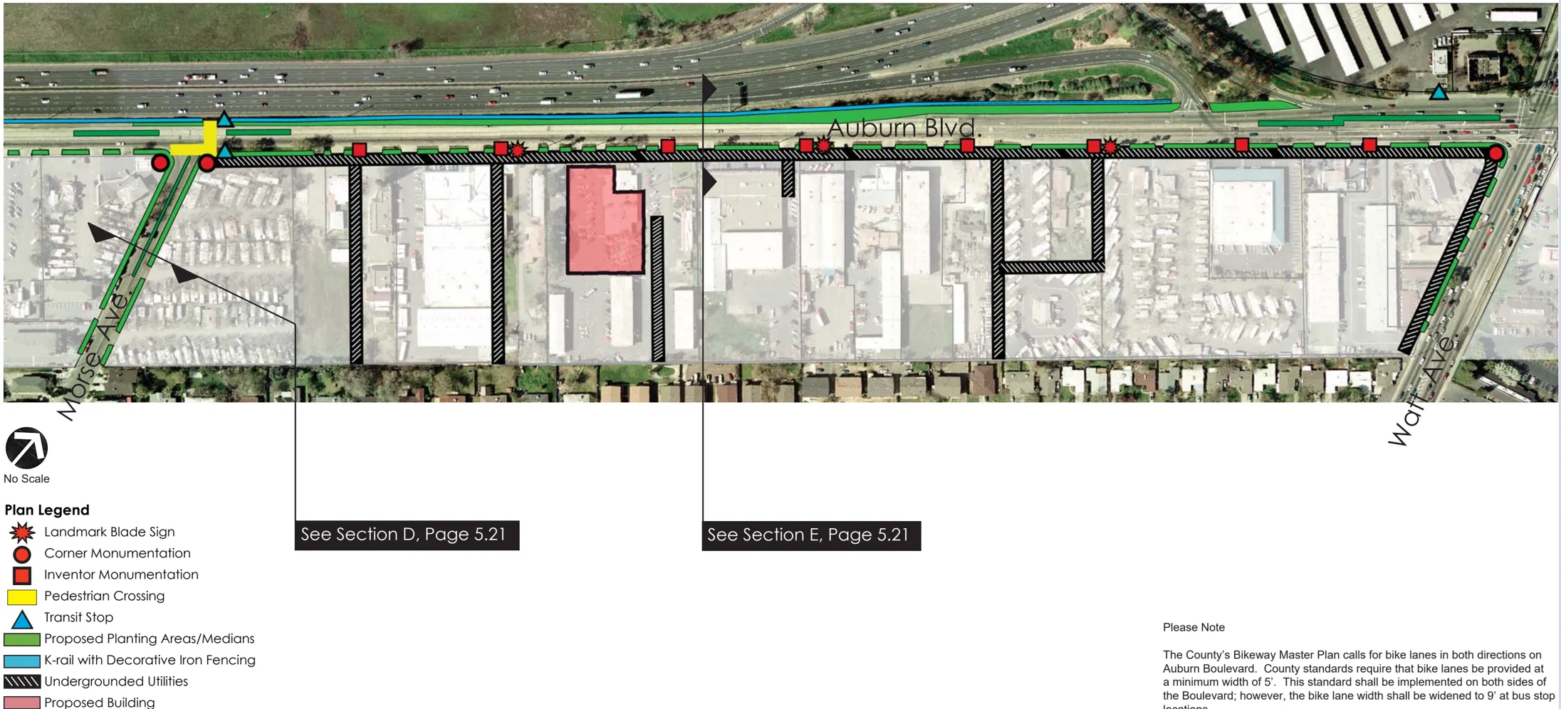 A streetscape plan of West Auburn Boulevard from Morse Avenue to Watt Avenue.