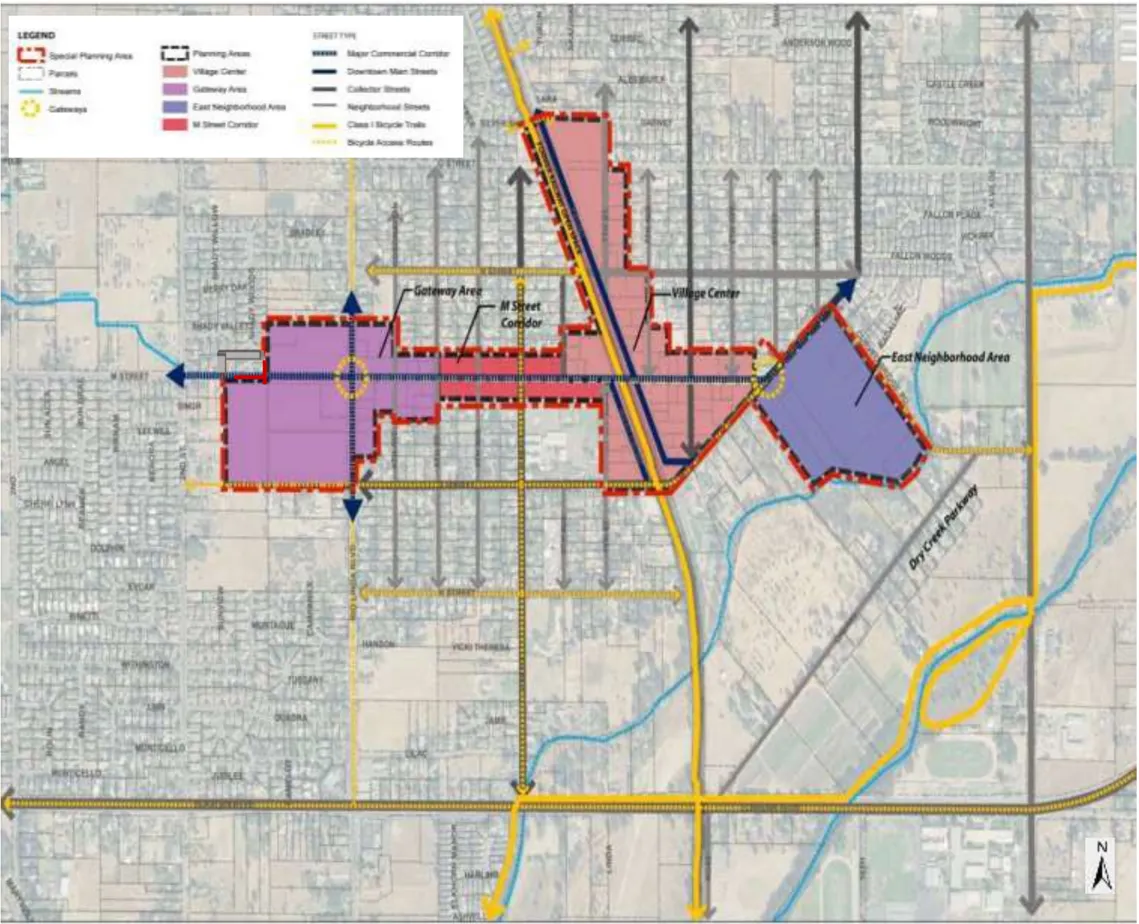A map showing the various types of streets in the SPA.