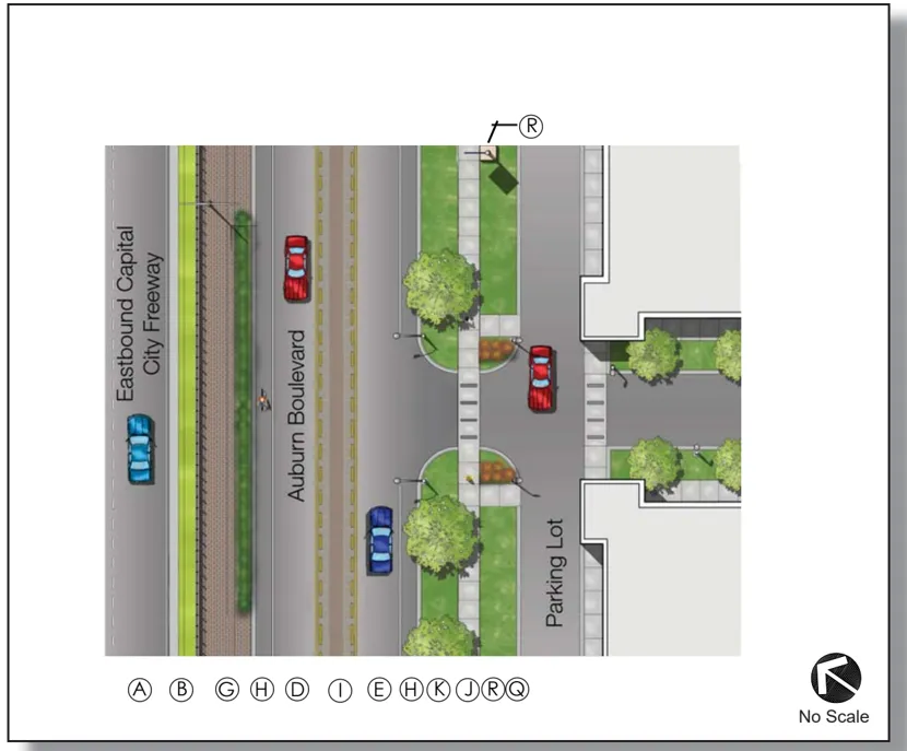 An overhead rendering of West Auburn Boulevard - Plan E.