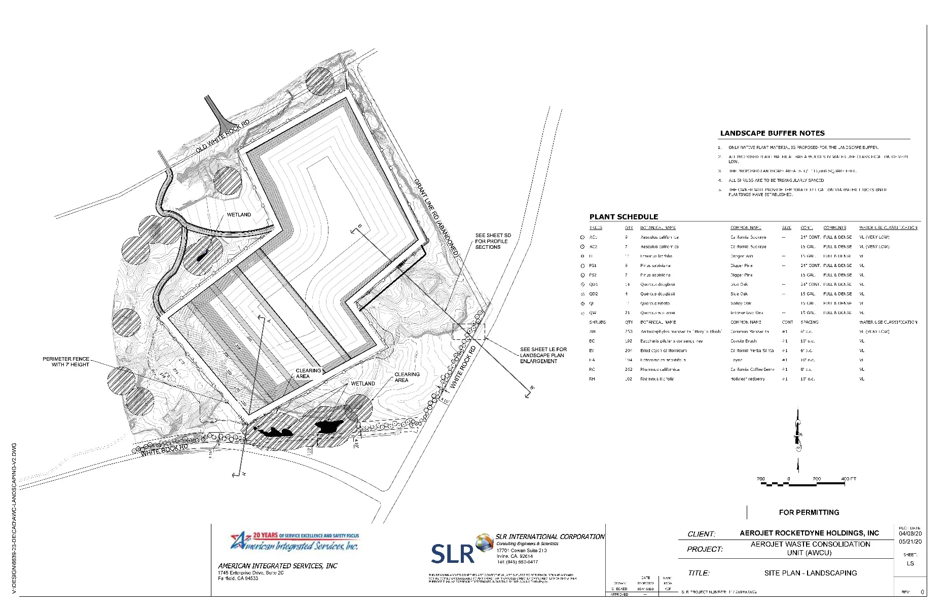 A map showing the Aerojet Waste Consolidation Unit landscape plan.