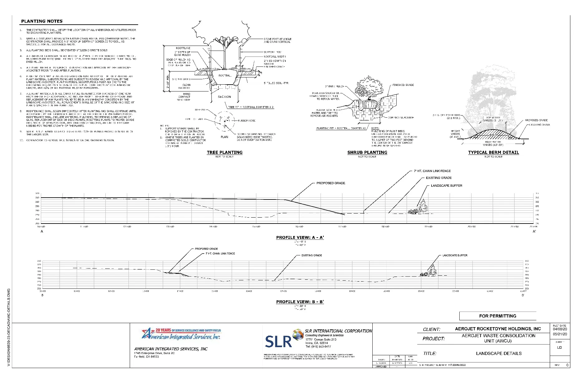 A map showing the Aerojet Waste Consolidation Unit landscape plan details.