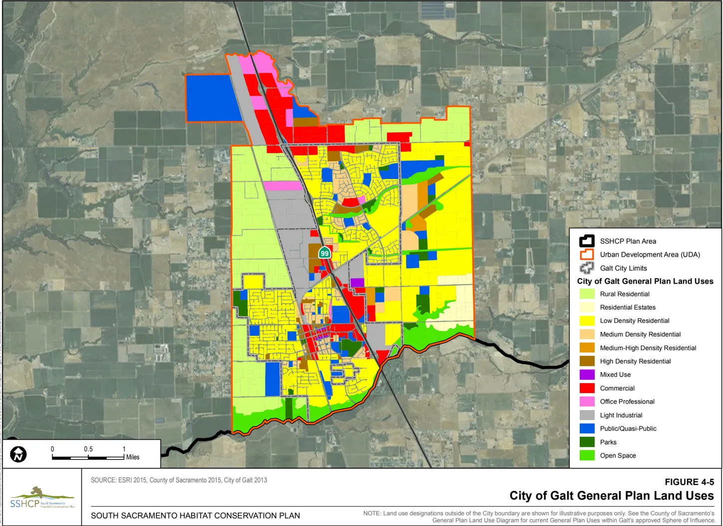 Map showing City of Galt General Plan Land Uses
