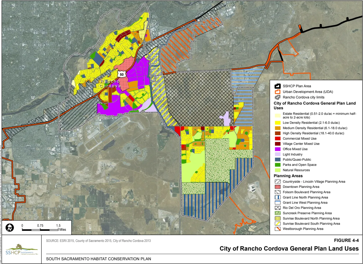 Map showing City of Rancho Cordova General Plan Land Uses
