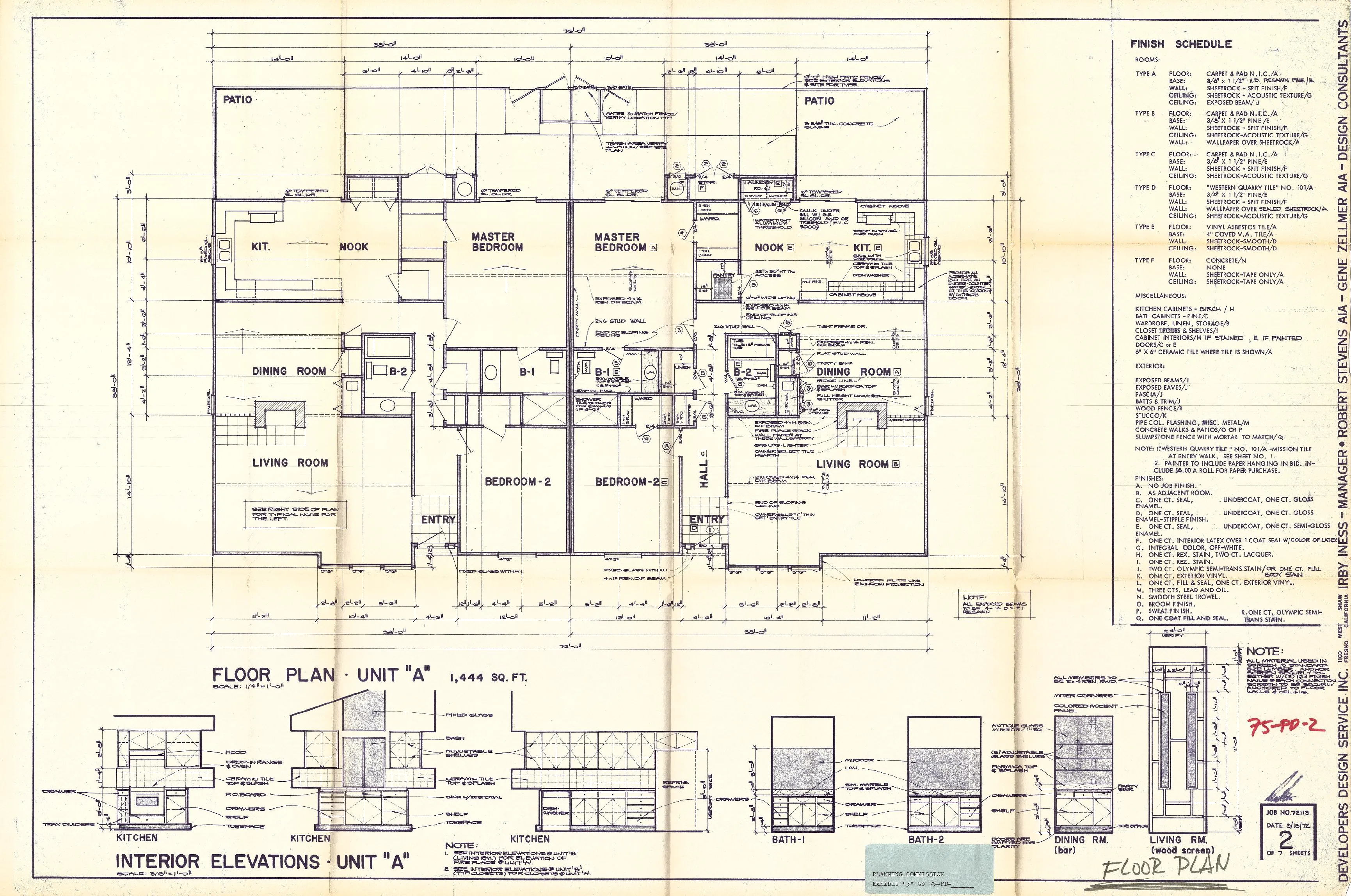 Floor plan of Unit “A” - includes two 2-bedroom units.