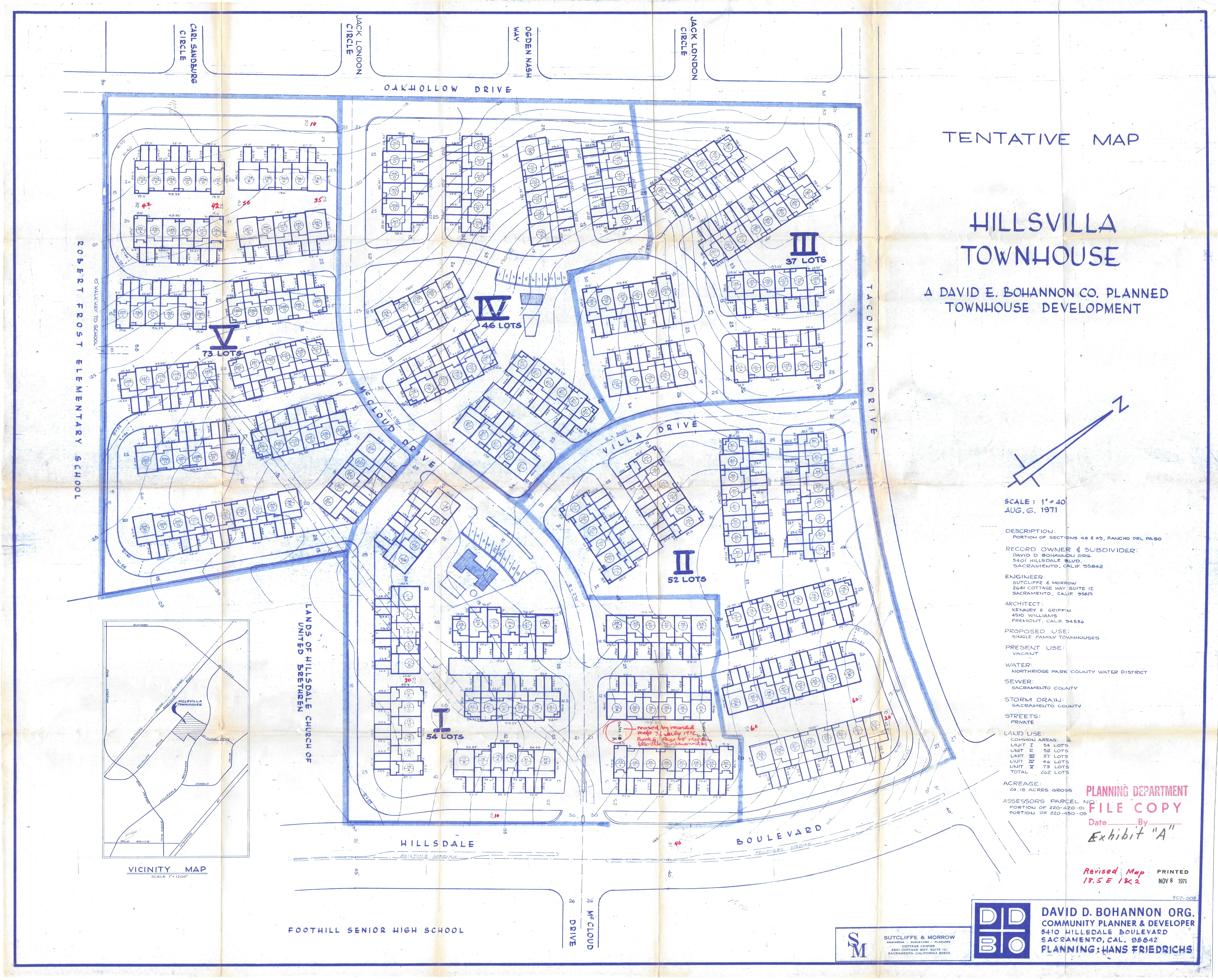 Site plan for Hillsvilla with all phases and grading shown.