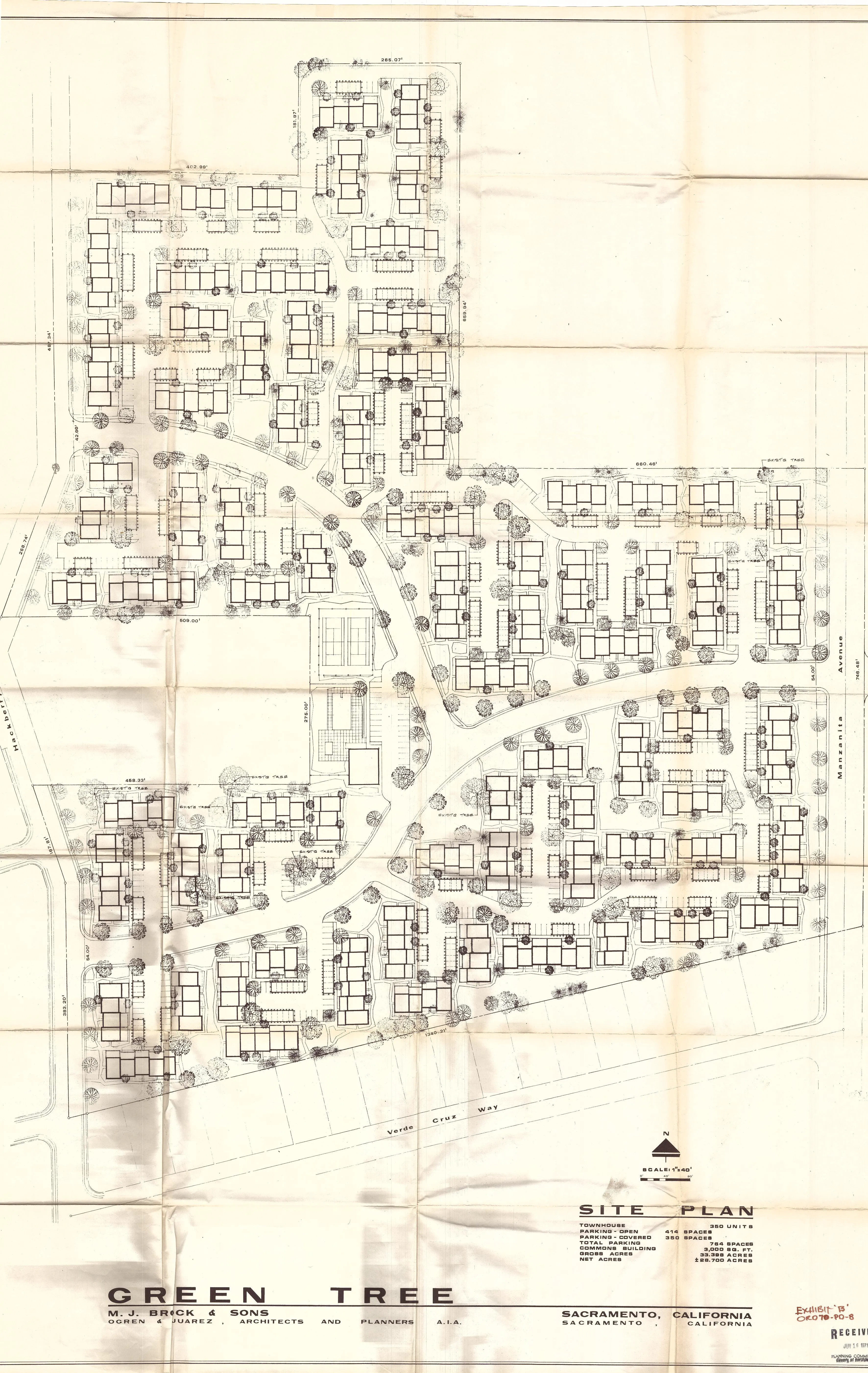 Black and white site plan of entire Greentree PD