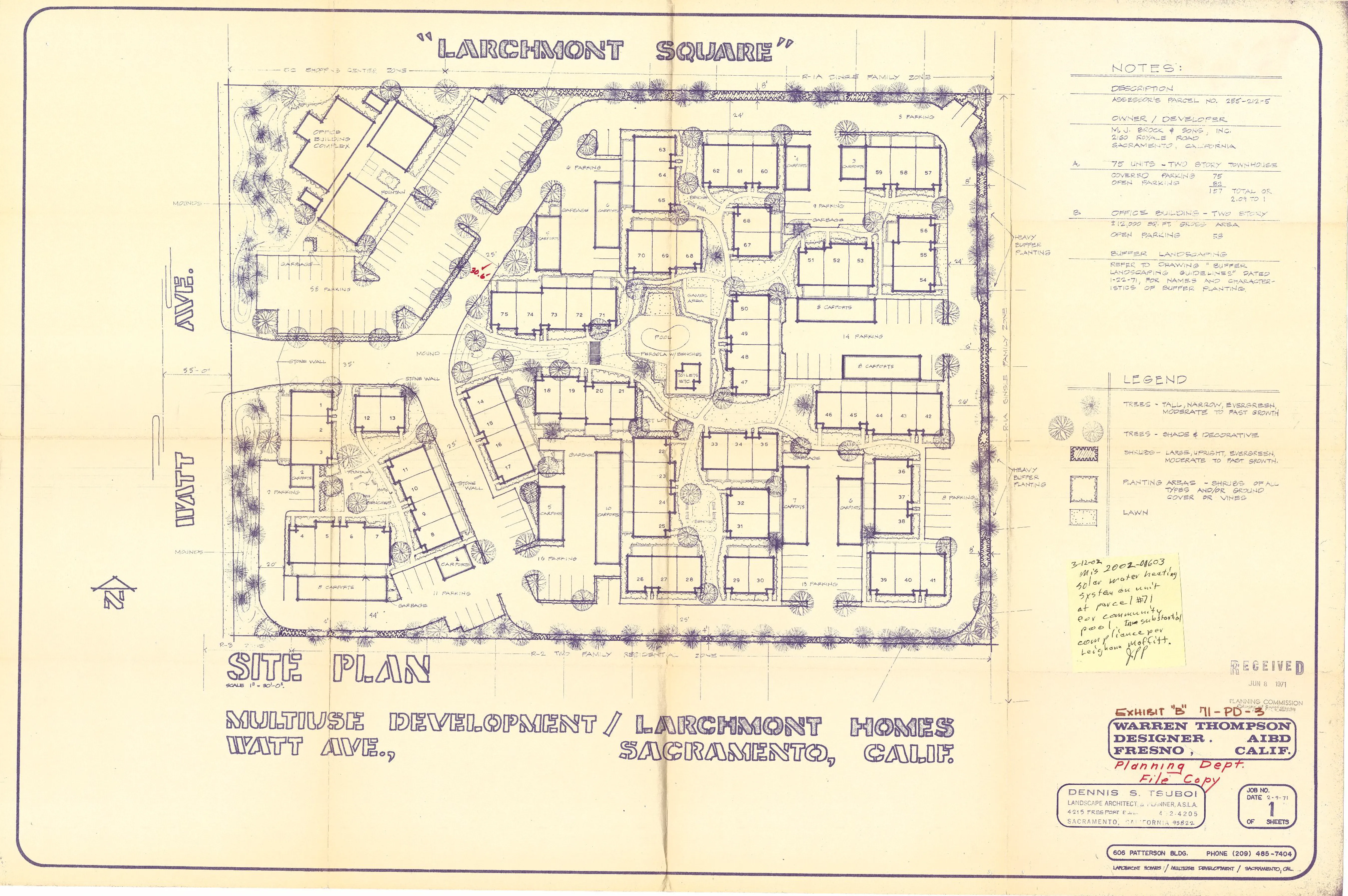 Black and White Site Plan of Larchmont Square Planned Development