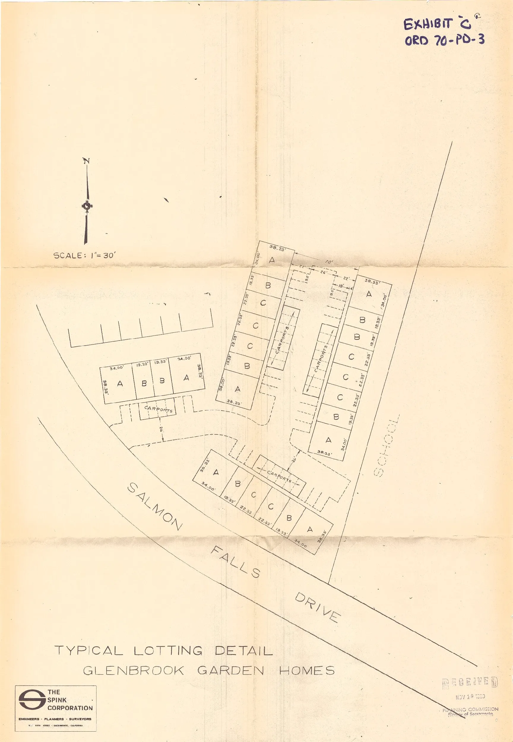 Typical lotting map for the single-family attached homes.