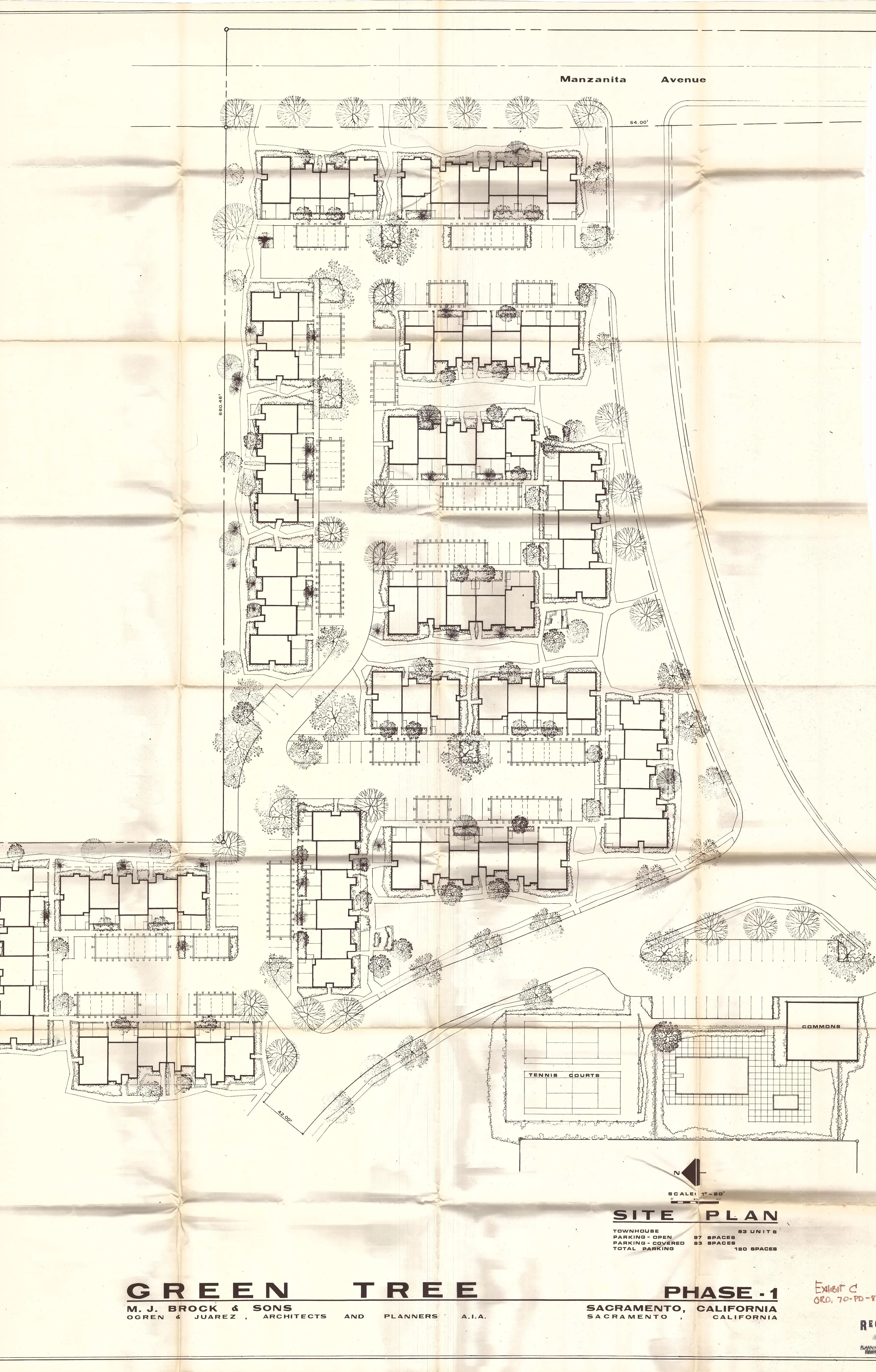 Black and white site plan of Phase 1 of Greentree PD