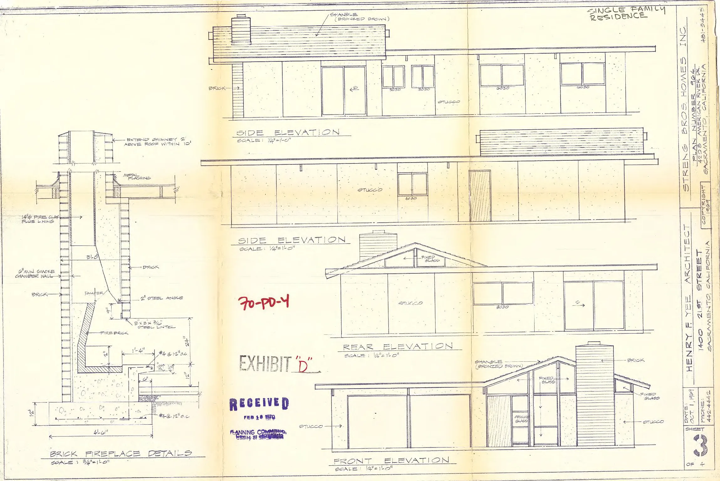 Elevation plan for a 4-bed single story detached dwelling.