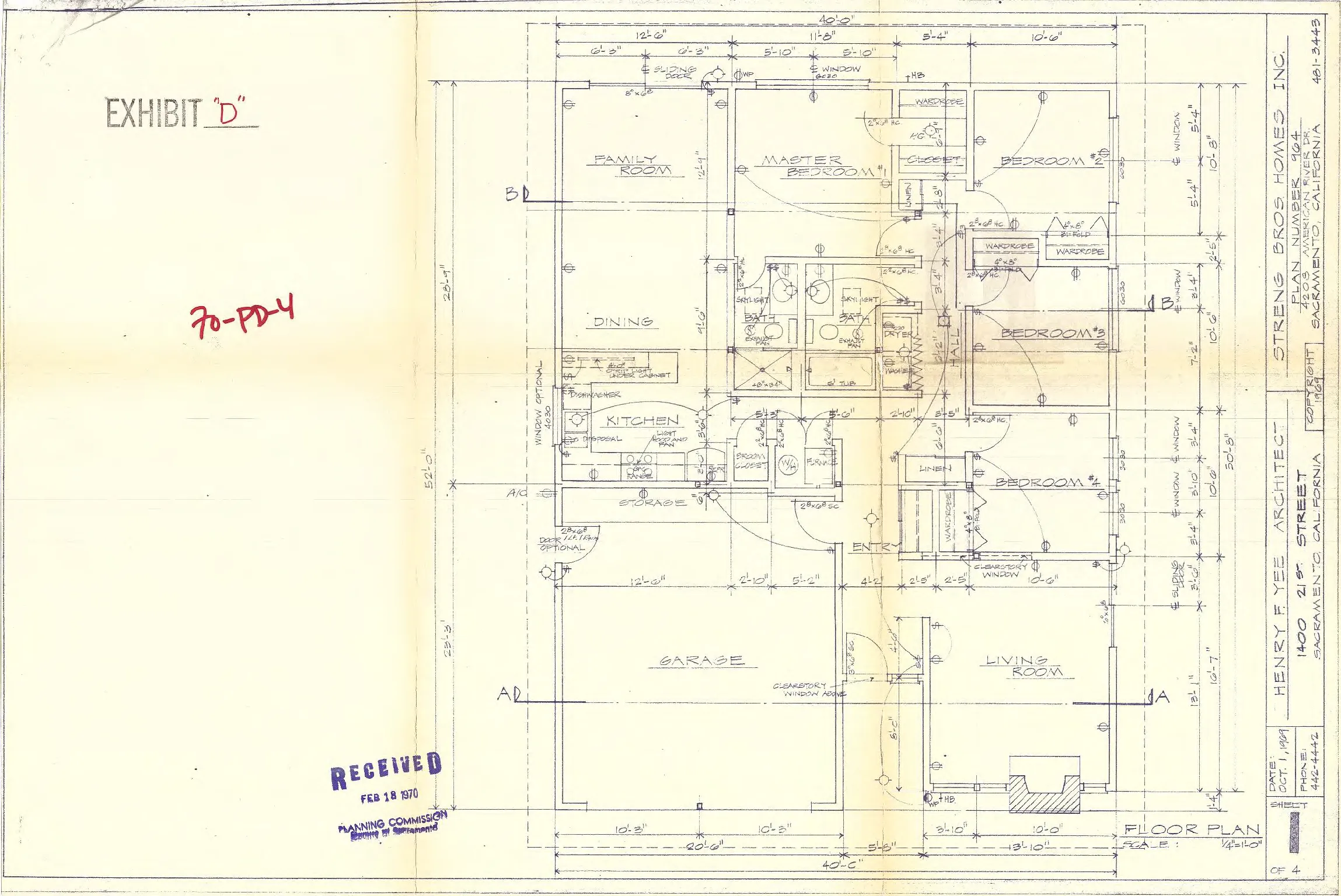 Floor plan for a 4-bed single story detached dwelling.