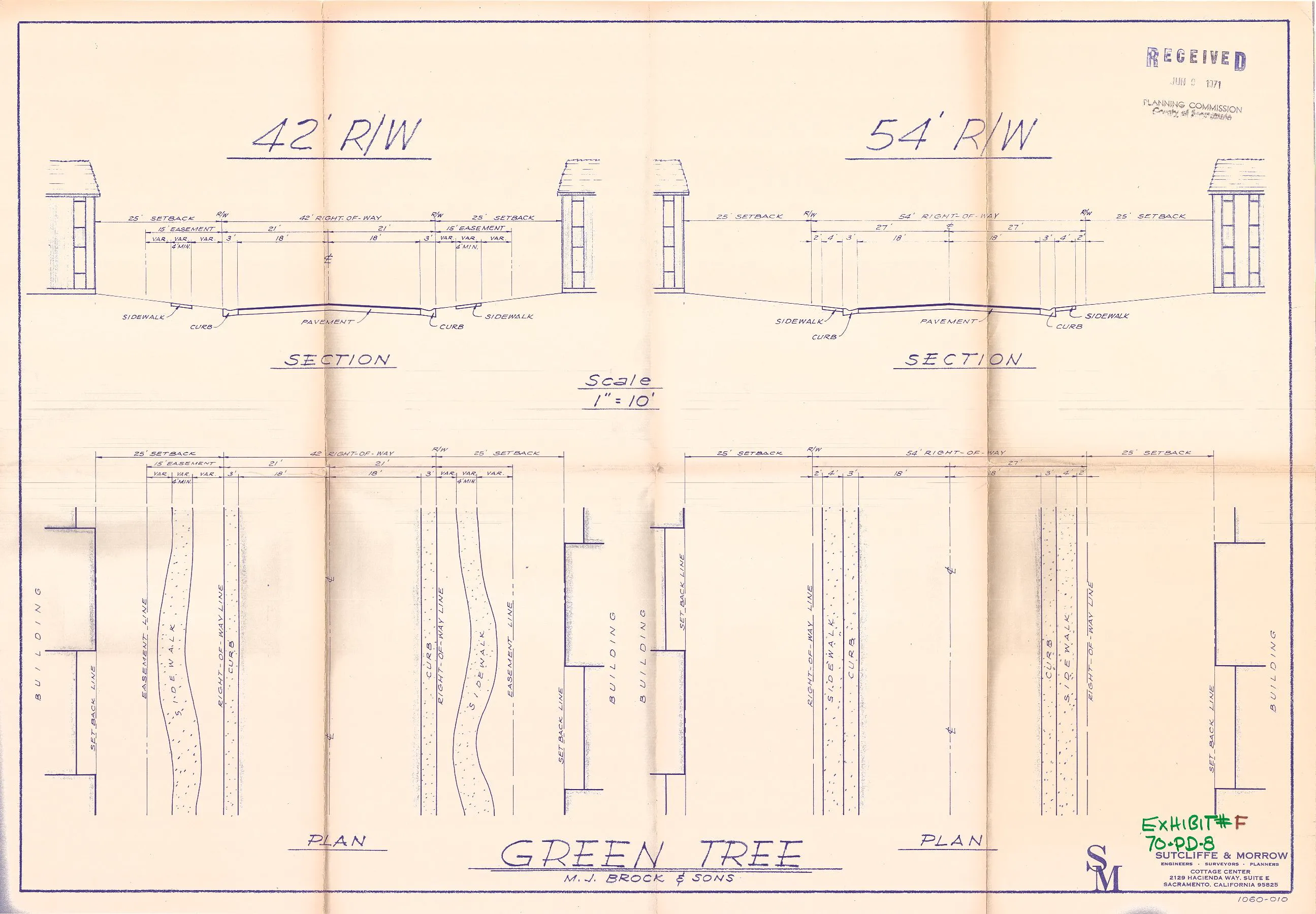 Right of way configuration diagrams for roads within Greentree PD