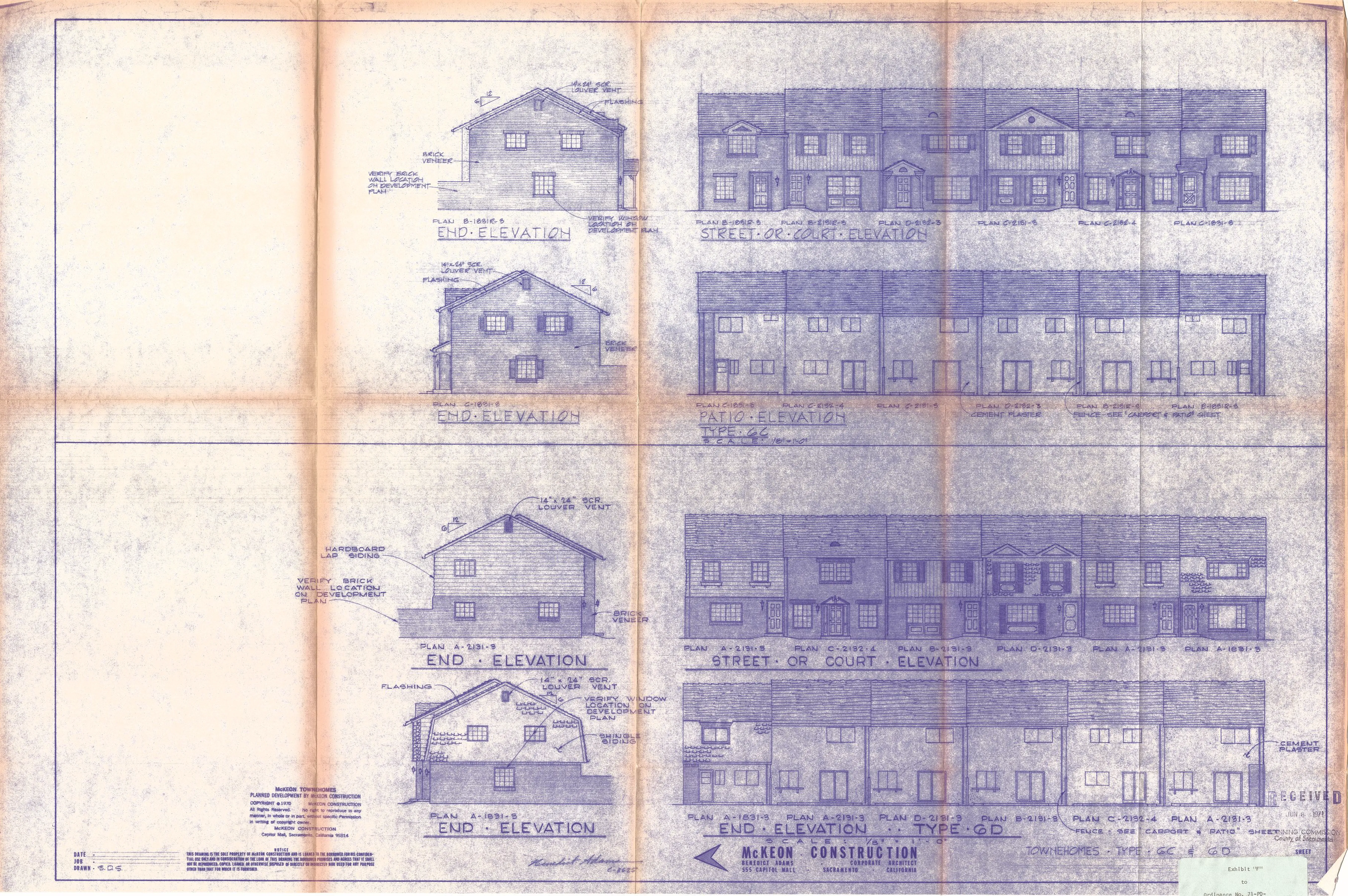 Elevations of the townhouses