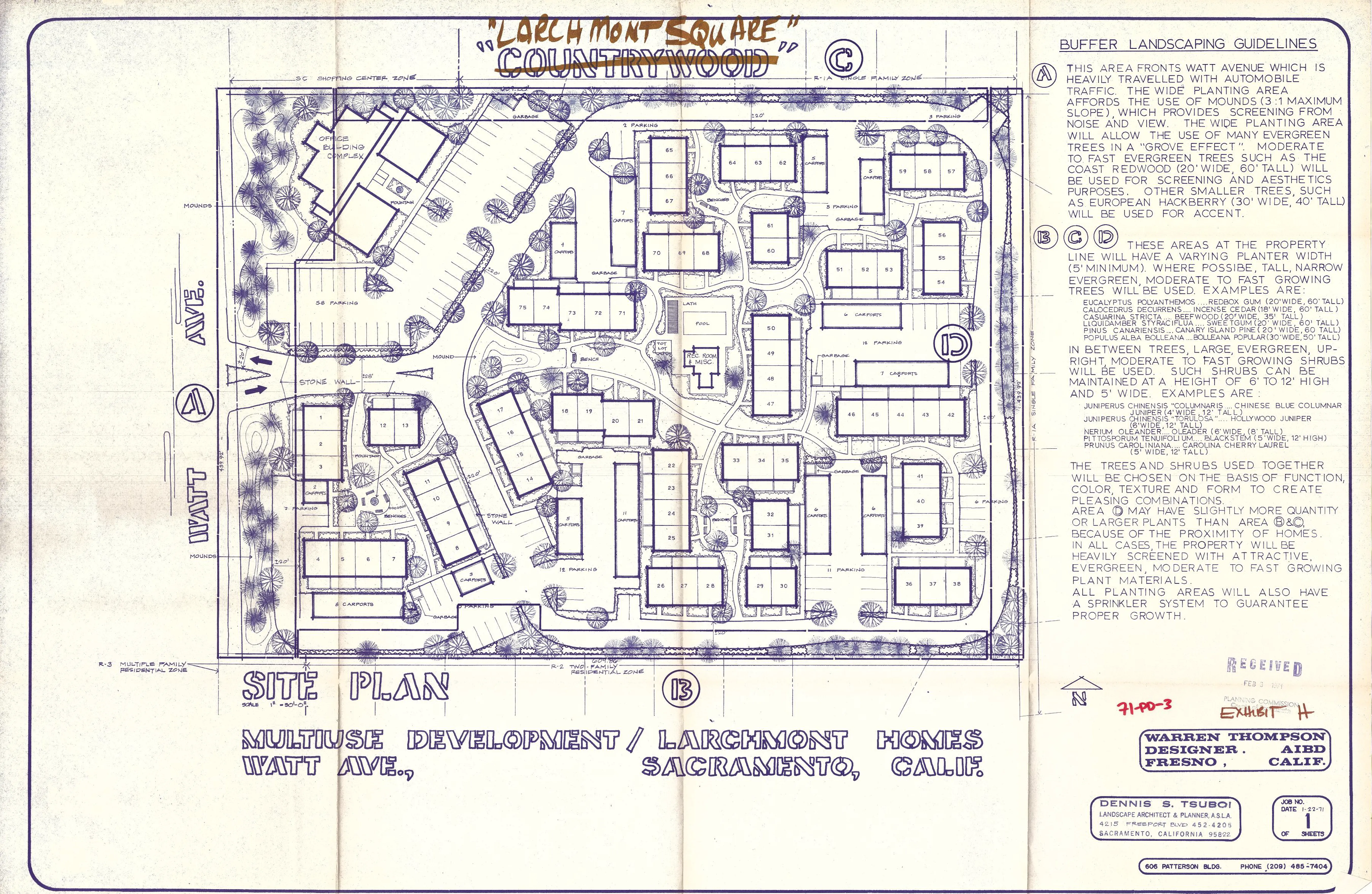 Landscape plan of Larchmont Square Planned Development