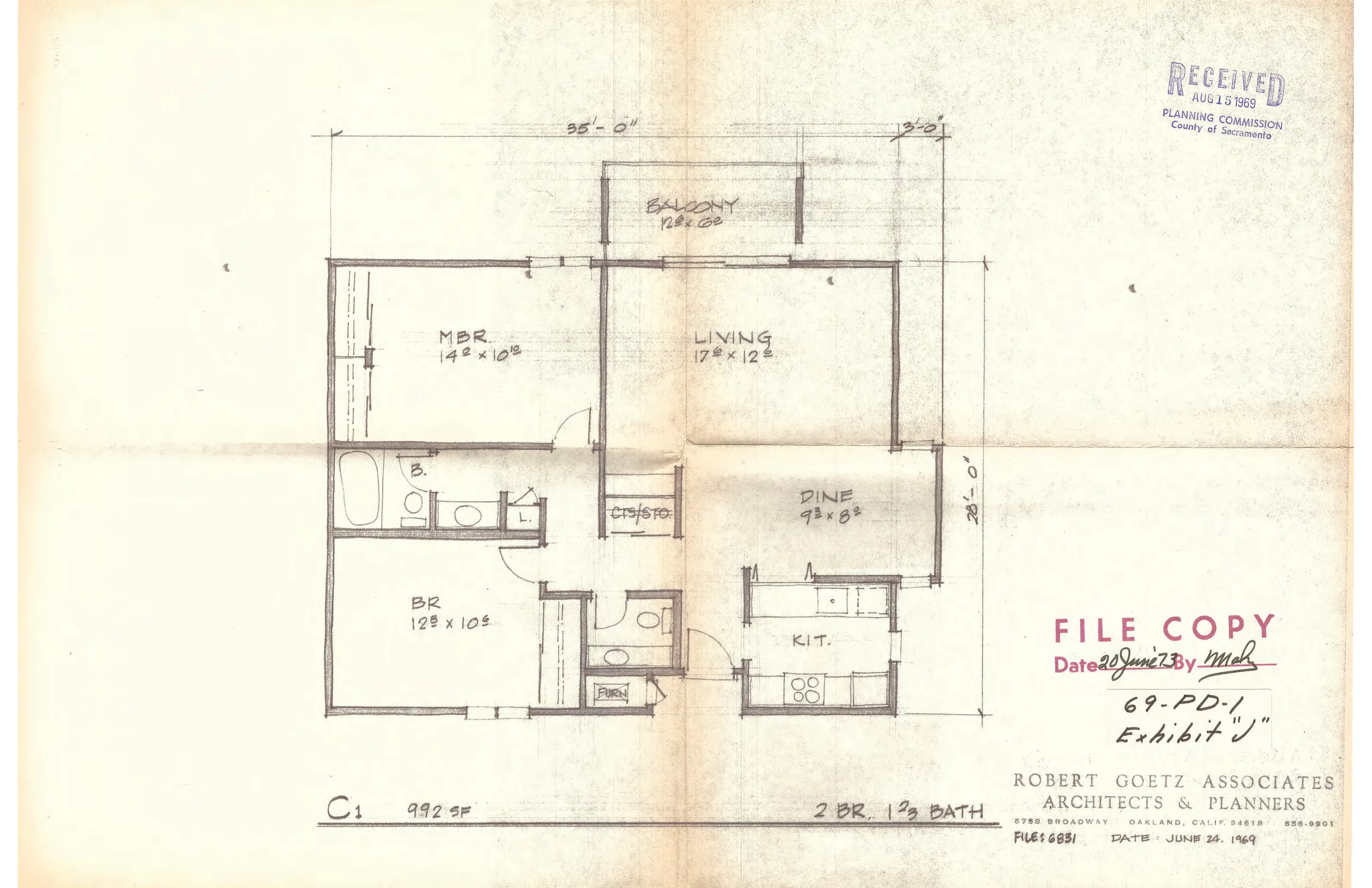 C1 - 2 bedroom with 1 bath floor plan