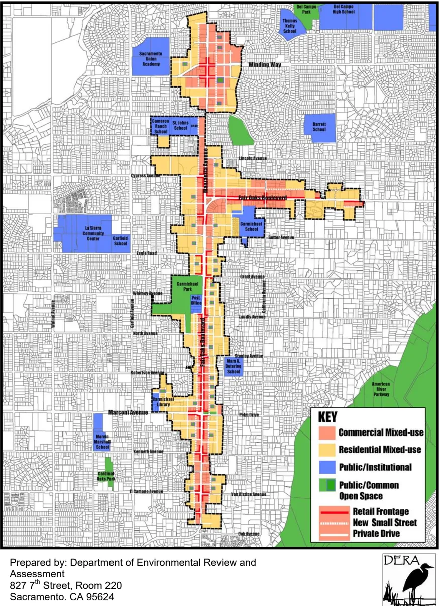 A map of the Fair Oaks Boulevard Corridor Plan area.