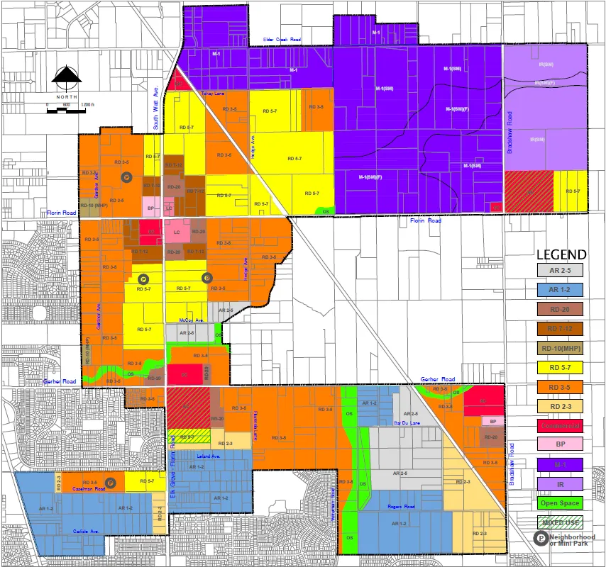 Map of the Florin Vineyard Community Plan Showing Land Use Designations