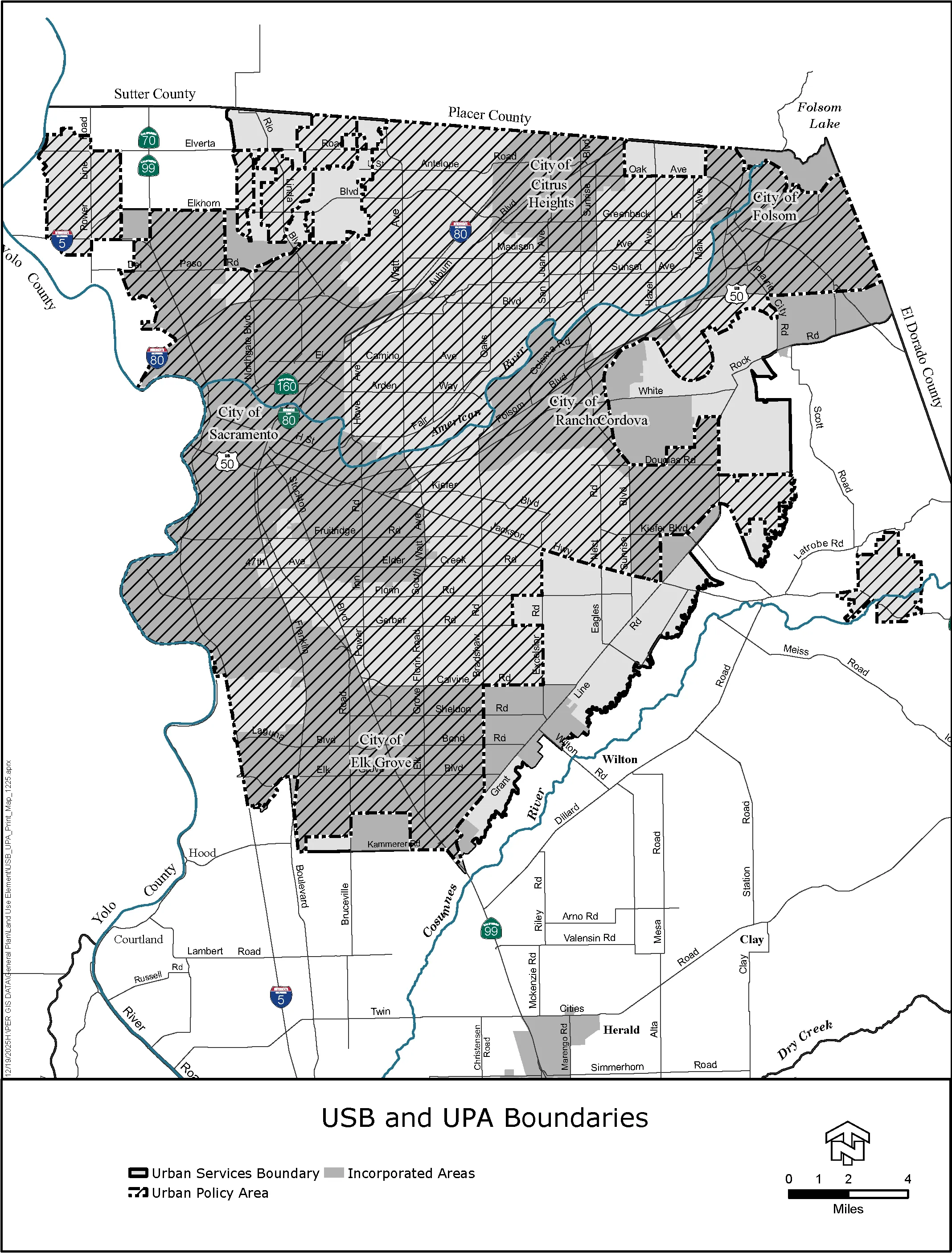 Map of the Urban Services Boundary and Urban Policy Area Boundaries