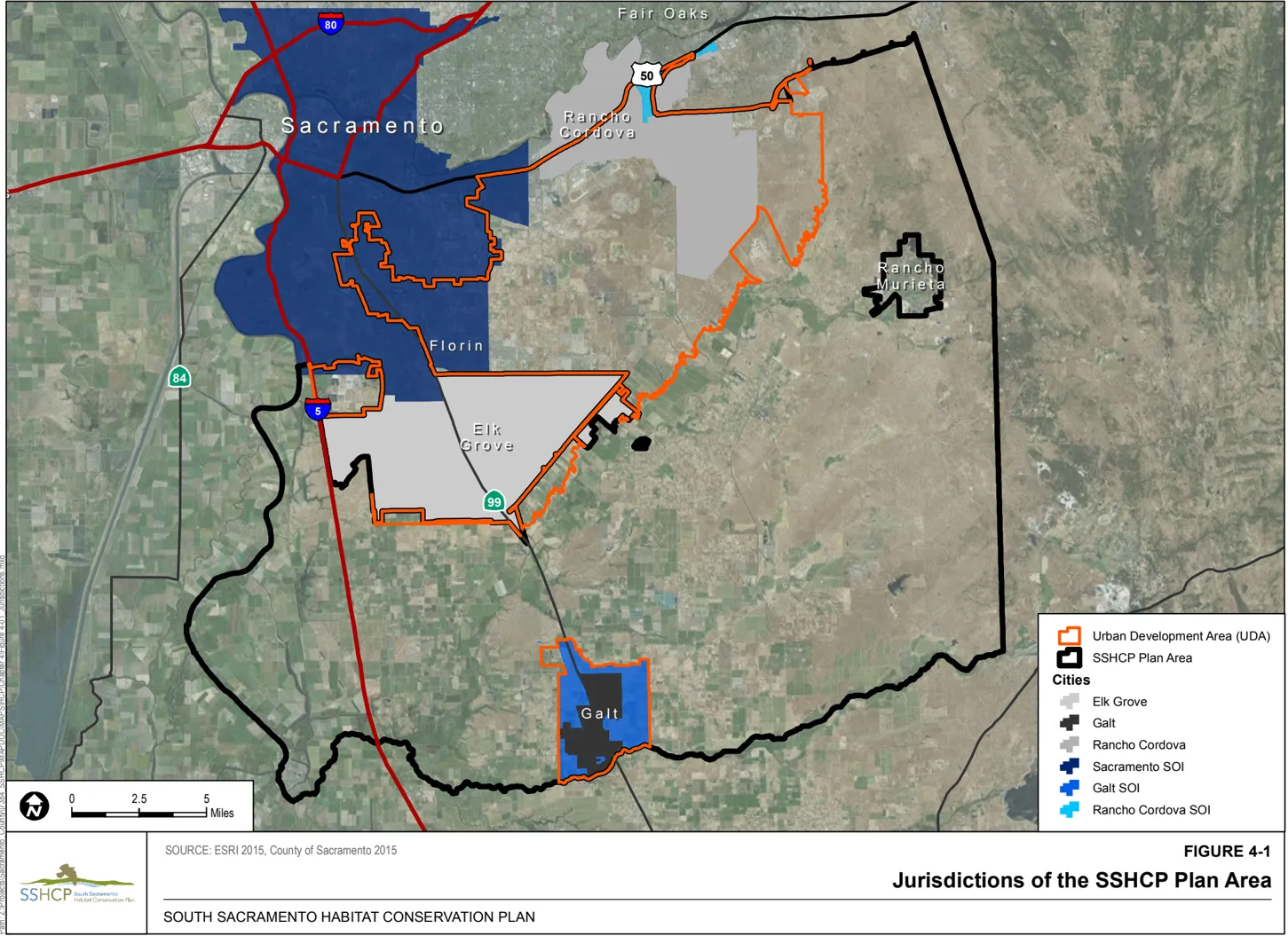 Map of Sacramento County showing the Jurisdictions of the SSHCP Plan Area