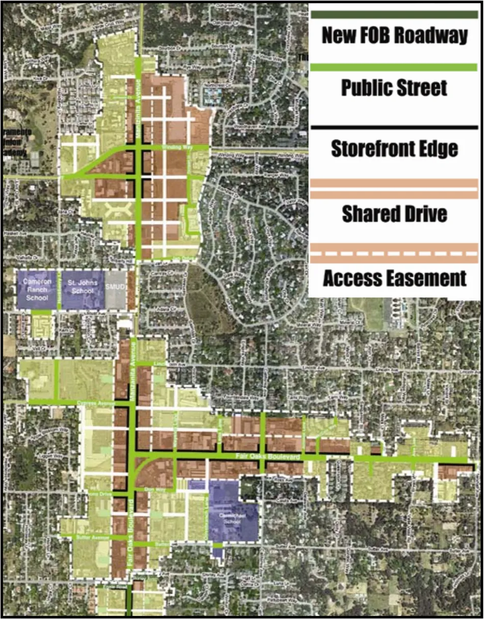 A map of the proposed northern interior street system.