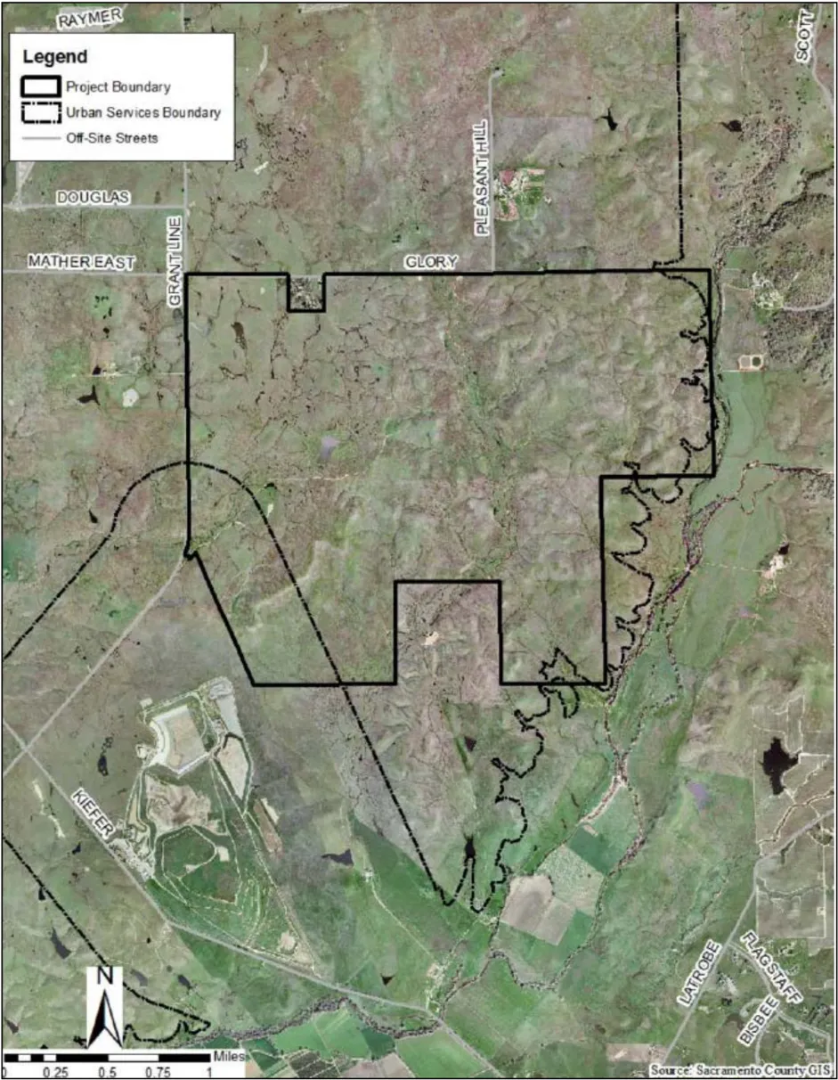 A map showing the property boundary regulated by this Article.