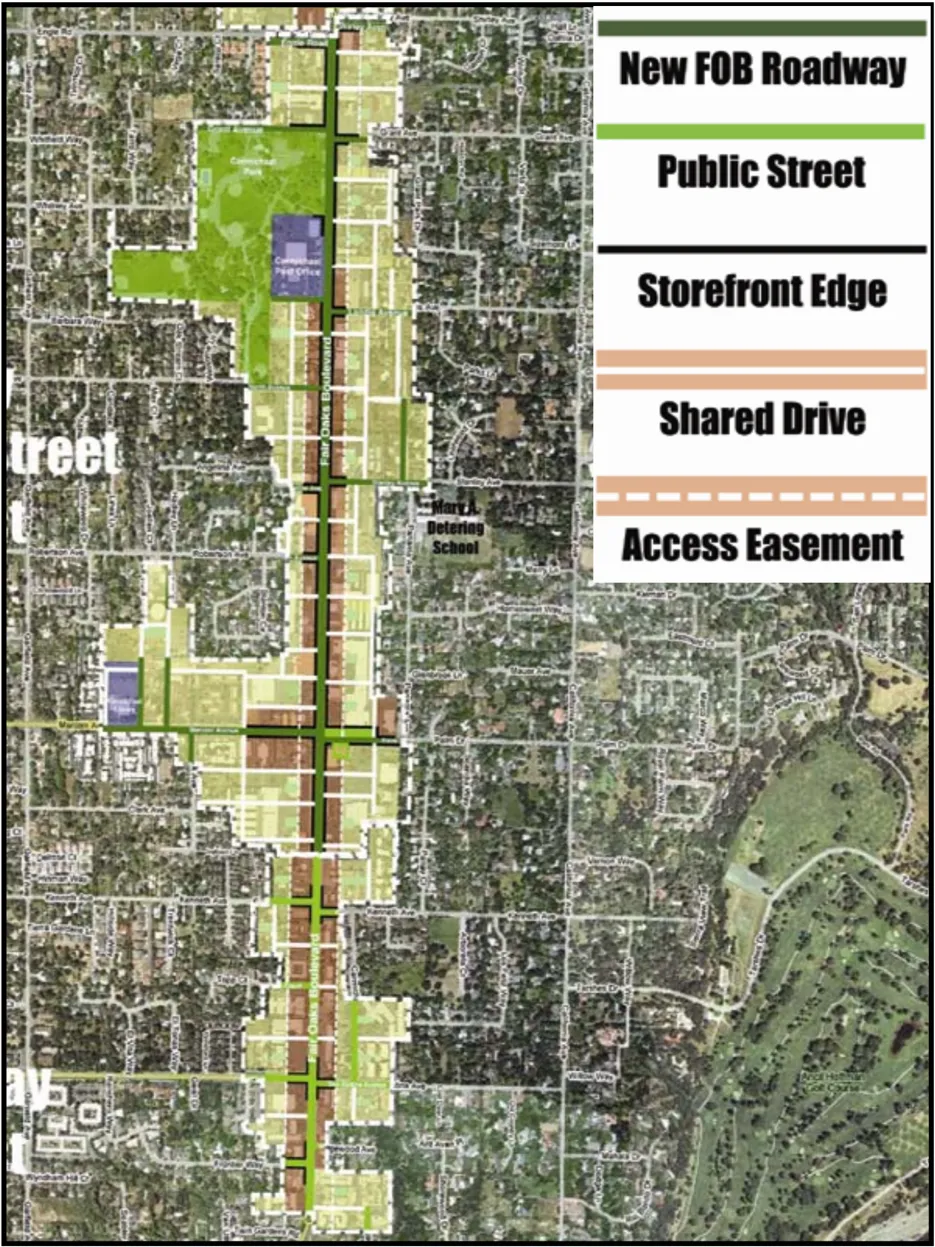 A map of the proposed southern interior street system.