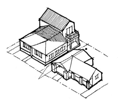 Two story balcony which can look directly into neighbors' backyard.