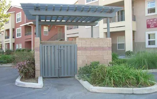 Trash enclosure with materials and colors that compliment the main building.